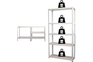 NAWA HOME & WORK Nawa Kit Estantería Metálica 5 Baldas100% metálicas de Tornillos | Ordene tu sótano, trastero o Garaje con Estas prácticas y versátiles estanterías, Color Metal Galvanizado (180x90x30cm Galvanizada)