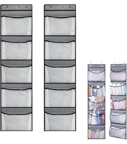 Organiseur De Chaussures Suspendu à La Porte - 24 Poches En Maille Respirante - Dimensions 147 X 53 Cm - Rose - Pour Tous Types De Chaussures - 5
