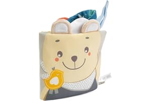 Chicco Libretto Soffice, con tante attività, Gioco per bambini con immagini colorate e in bianco e nero, con gancio per passeggino, Gioco passeggio, differenti tessuti, 0 mesi +