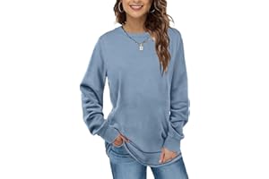 EUHOM Damen Sweatshirt Pullover Basic Langarmshirt Oversize Rundhals Langarm Pulli Herbst Winter Casual Oberteile Tops für Leggings