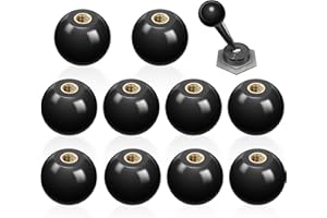 ITSOGOO 10 Piezas M8*32mm Botones de Bola de Baquelita,Rosca de Tornillo de Cobre Incorporada,Manijas Perilla de Palanca de Bola de Baquelita Negra para Máquinas Herramientas Aplicables,Equipos Mecánicos