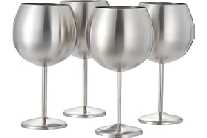 OS OAK & STEEL ENGLAND Oak & Steel - 4 Copas Globo Grandes de Acero Inoxidable para Ginebra, Copas de Cóctel (XL 700ml) - Plata Mate - Robustas e Irrompibles - Set de Regalo para Cumpleaños y Navidad