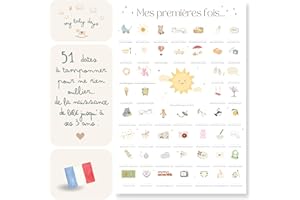 My Baby Days | Affiche Mes Premières Fois à Tamponner 'Bébé Soleil' | Cadeau de naissance bébé fille ou garcon | jeune maman | Tableau à personnaliser (Affiche A3 seule)