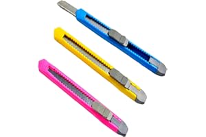 ANIGOOD 3Pcs Set Plastic Cutter Utility Snap Off Retractable Razor Blade