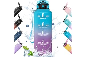 HoneyHolly Borraccia, 1.5L Borraccia Acqua, Borraccia Motivazionale con Cannuccia, Borraccia Palestra, A Prova di Perdita, Bottiglia Acqua per Scuola, Palestra, Campeggio, Ciclismo, Yoga