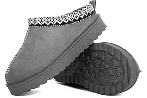 INNERSECT CO Kids’ Cosy Faux Suede Mule Slippers – Slip-On House Shoes for Boys and Girls with Embroidered Trim & Anti-Slip Sole