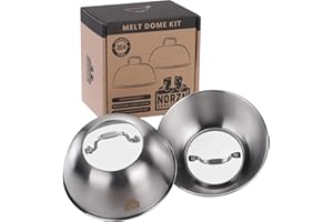 NORZN BROTHERS Cúpula para Barbacoa Transparente (2 uds) – Tapa de Barbacoa con Cristal para Seguir el Proceso de cocción al Detalle, Acero Inoxidable 304, Certificado EU Contacto Alimentos, Garantía 10 Años