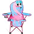 KABOER Kids Outdoor Folding Lawn and Camping Chair with Cup Holder and Carrying Bag, Children's Camping Chairs for Outdoor Beach Travel (Flamingo)