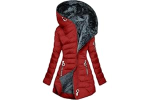 Zeiayuas Winterjacke Damen Lang Steppjacke mit Kapuze Winter Warm Daunenjacke Teddy Fleece Jacke Einfarbig Bequemes Winterparka Lange Elegant Mantel GroßE GrößEn Sportjacke Winddicht Outdoorjacke