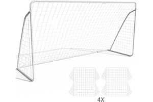 TLSUNNY But de Foot Cage de Foot pour Enfants, 365 x 182 cm / 240 x 150 cm, avec 2 Filets Amovibles, Cadre Robuste en Acier Galvanisé, Adapté aux Terrains de Football, Patios, Plages