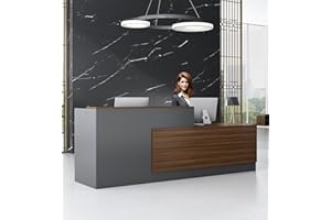 UKETO Moderne L-förmige Empfangstheke aus Holz mit Tresen - Premium Empfangstresen für Büros multifunktionaler Empfangstisch für Salons Kassen oder Empfangsbereiche (ohne Stühle)