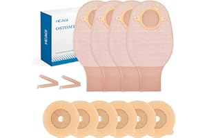 Heagimed 22pcs Ostomy Supplies Stoma Bags, 2 Piece Colostomy Bags with Clamp Closure, 15-55mm Cut-to-Fit Drainable Stoma Bag for Ileostomy Stoma Care (16 x Ostomy Bags+ 6 x Barrier+2 x Clamp)