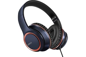 LORELEI X8 Over-Ear-Kopfhörer mit Kabel, mit Mikrofon, 1,45 m, verwicklungsfreier Nylon-Linie und 3,5 mm Stecker, leichte, Faltbare und tragbare Kopfhörer für Tablet, Computer, MP3/4 (dunkelblau)