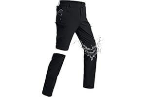 xtuwkzo Men's Hiking Trousers, Zip-Off, Removable, Lightweight Work Trousers, Men's Short, Waterproof Trekking Trousers, Men's Quick-Drying, Multi Pockets