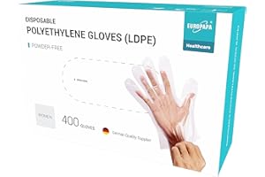 EUROPAPA Confezione Risparmio Di 400 Guanti Monouso LDPE In Scatola, Guanti Usa E Getta, Senza Lattice, Senza Polvere (Uomo, 400)
