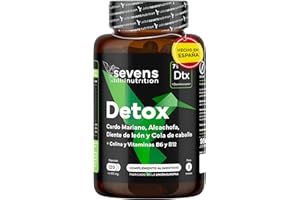 SEVENS NUTRITION Cardo Mariano con Alcachofa, Diente de León, Colina y Cola de Caballo | 120 Cápsulas Detox para Hígado y Colon | Suplemento Natural Enriquecido con Vitaminas B6, B9 y B12 | Detox Hepático y Digestivo