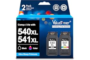 ValueToner 540 541 XL Cartucho de Tinta Compatible para Canon 540 541 PG-540XL CL-541XL para Canon Pixma TS5150 MG3650 MG3600 MX475 MX535 MG3500 (1Negro, 1Color)
