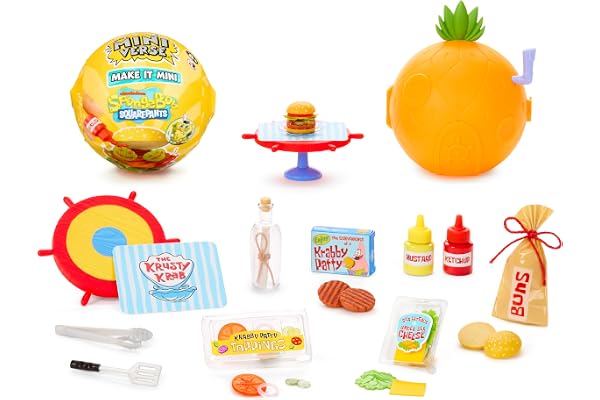 MGA's Miniverse Make It Mini Spongebob Squarepants - Mini Objets de Collection, DIY, Jeu de Résine, Réplique d’Aliments, Non Comestible, pour Collectionneurs et Enfants de 8 Ans et +.