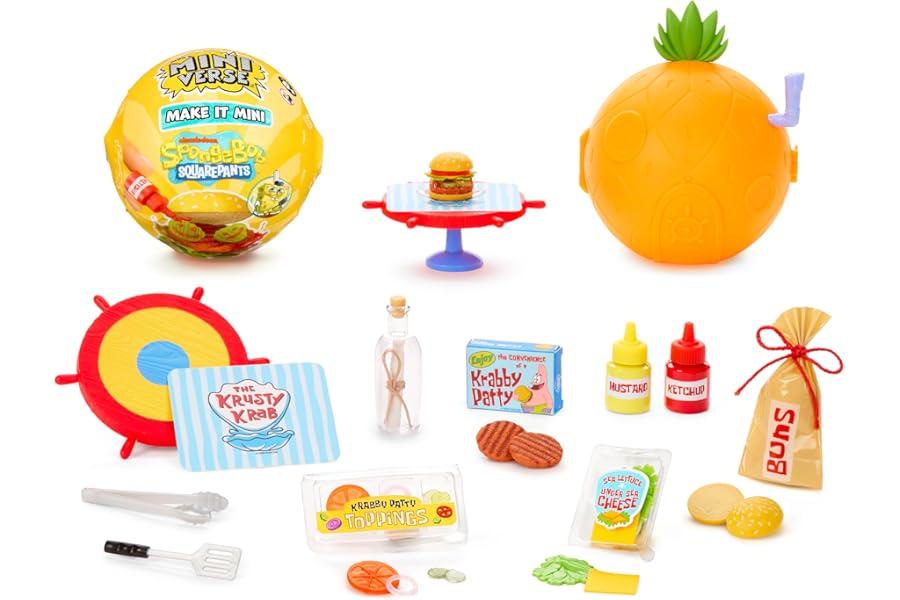 MGA's Miniverse Make It Mini SpongeBob SquarePants - Mini Collectables, DIY, Resin Play, Replica Food, NOT Edible, for Collectors & Children Ages 8+