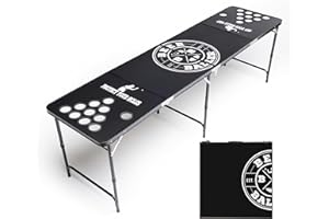 BEERBALLER® Allblack Beer Pong Table | Struttura Nera - Superficie AntiGraffio - portabicchieri | Tavolo da Beer Pong Pieghevole con portapalline e 6 Palline da Beer Pong | Gioco da Bere