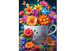 DOMROM Diamond Painting Kits for Adults, Flowers Diamond Art Kits 5D Diamond Painting Kits for Beginner, Diamond Dots Painting Full Round Drill Art and Crafts for Gift Home Wall Decor 12x16 Inch