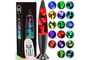 ‎SOARLING Soarling 13.5" Lavalampe, Art Deco Retro Lampe mit 17 RGB Farben & Fernbedienung, Große Deko-Lampe für Erwachsene & Kinder, Partybeleuchtung mit Flüssigkeitseffekt(Schwarz)
