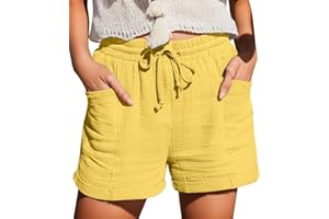 Hsternexy Pantalones Cortos Mujer Verano Frescos Tallas Grandes Shorts Pantalon Corto Cortos Deporte Lino Algodon pantalón Corto Bermudas Elegante 2024 Blanco Pantalones Cortos