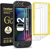 ivoler 4 Pieces Screen Protector for Nintendo Switch 2 Model 2025, Includes Easy Installation Frame, Premium Tempered Glass