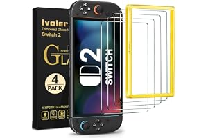 iVoler 4 szt. szkło hartowane do Nintendo Switch 2 (2025). Szybki montaż w 30s dzięki ramce pozycjonującej, twardość 9H, HD-Klar, odporne na zarysowania i bąbelki