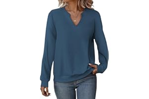 Cuptacc Pullover Damen Langarmshirt Damen V-Ausschnitt Oberteile Elegant Weich Herbst Mode Lässig Einfarbig T-Shirts