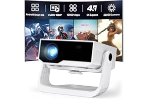Wielio 2025 Ultra Smart Projector Built-in Apps, 32000 Lumens,Full HD 4K Supported, WiFi 6 & Bluetooth 5.2, Low Fan Noise (<29.8dB), Auto Keystone, Portable Movie Projector for IOS/Android/PS5