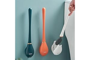 SALUCIA 2023 Flexible Toilettenbürste Aus Silikon Mit Flachem, Toilettenbürste Aus Silikon, Moderne Wc Bürste Für Die Wandmontage Ohne Bohren Mit Chnell Trocknendem Ständer (Weiß)