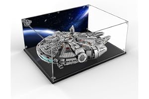 cooldac Vitrine en acrylique compatible avec Lego 75257 Millennium Falcon étanche à la poussière et film arrière transparent HD Vitrine compatible avec Lego 75257 (vitrine uniquement, modèle non