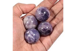 Lovionus89 4 Pezzi di cristallo guaritore per divinazione, sfere di 25mm in pietra preziosa, decorazione per la casa, piccole palle di feng shui, Ametista