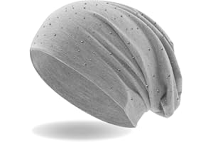 Hatstar Damen Beanie Mütze | mit edler Nieten Applikation | Mädchen Mütze | elastisches Slouch Long Beanie | leicht und weich