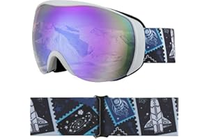 YOOXARMOR Maschera da Sci Bambino,Occhiali da Snowboard con Doppie Lenti per Bambini di età Compresa tra 6 e 14 Anni,OTG Anti 100% UV 400 Anti Nebbia per Ragazzi e Ragazze per Sci,Snowboard Sport Invernali