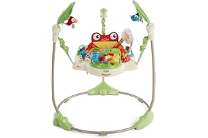 Fisher-Price Jumperoo Jungle trotteur bébé, 4 aires de jeu, rotation 360°, siège rembourré et lavable en machine, 6 mois et plus, K7198