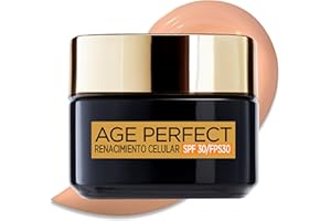 L'OREAL PARIS L'Oréal Paris, Crema Regeneradora con SPF30 y Complejo Antioxidante para una piel lisa y luminosa, Age Perfect Renacimiento Celular, 50 ml