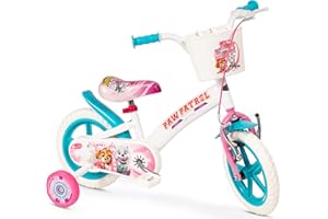 Toimsa Paw Patrol Kids Bike, Learn to Ride Bicycle, With Training Wheel Stabilisers and Mudguard/Accessories, for Children Age 3+, White and Pink