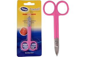 ASM INSTRUMENTS ASM® Toe Nail Scissors Ingrown Toenail Treatment - Heavy Duty Stainless Steel Beauty Cuticle Scissor for Fingernails, Nose, Beard & Eyebrow Scissors - Perfect Gifts for Women & Men (Pink)