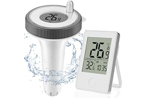 Auniq Thermomètre de Piscine, 3 en 1 Thermomètre Piscine Flottant sans Fil Radio, thermomètre numérique de piscine Thermomètre de Température d'eau Lcd avec Récepteur Numérique pour Aquarium