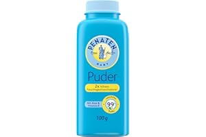 ‎PENATEN Penaten natürliches Baby Puder mit Aloe & Vitamin E, Puder auf Basis von Maisstärke, pflegt sanft Babyhaut, frisches und trockenes Hautgefühl