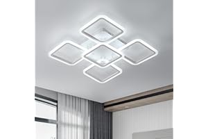 Goeco Plafon LED Techo 70W, Lampara de Techo Moderna 9900LM 6500K Luz Blanca Fría, Luz LED Techo Cuadrado en acrílico para Salón, Dormitorio, Cojín, Blanco, Dia. 60CM