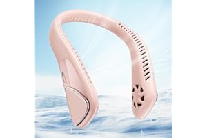 Jialexin Tragbarer Nackenventilator, Hals Ventilator Wiederaufladbar mit 6000mah, Persönlicher Ventilator mit 3 Geschwindigkeiten,Blattlos Ventilator FüR Sport,Reisen,Außen,Innen,Geschenk(Rosa)