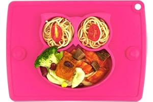 Qshare - Assiettes en silicone pour bébés, nourrissons, enfants en bas âge et enfants, 100% sans BPA et approuvées par la FDA, aspiration forte à la table, lave-vaisselle et au micro-ondes