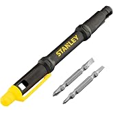 STANLEY 66-344M, 4-in-1 Pocket Screwdriver with Pencil Clip Design, Phillips Tip Type, 2 Double Ended Tips, Non-Slip Grip, S2