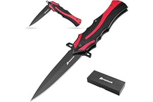 PoktWorld Couteau Pliant,Couteaux de Survie,Outdoor Couteau,Couteau de Chasse,7Cr17 Acier Inoxydable Lame,Poignée Ergonomique,pour Camping Chasse et Randonnée