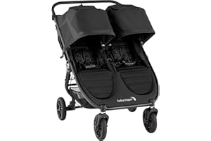 Baby Jogger City Mini GT2 Double | Allradfederung für jedes Gelände | zusammenklappbarer Geschwisterwagen Zwillingsbuggy | Jet (schwarz)