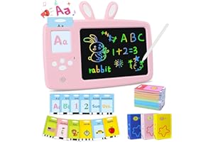 SURPN Learning Educational Toys Gifts for Kids 3+ Years Old, British English, Talking Flash Cards LCD Writing Tablet 384 Words ABC Numbers, Read & Write Toddlers Montessori Speech Therapy Autism Sensory Toy