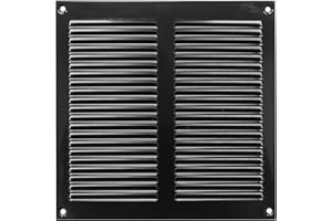 ABOUT VENT 200x200mm Grille de Ventilation en Acier Noir avec Moustiquaire - Grilles d'aération Métallique